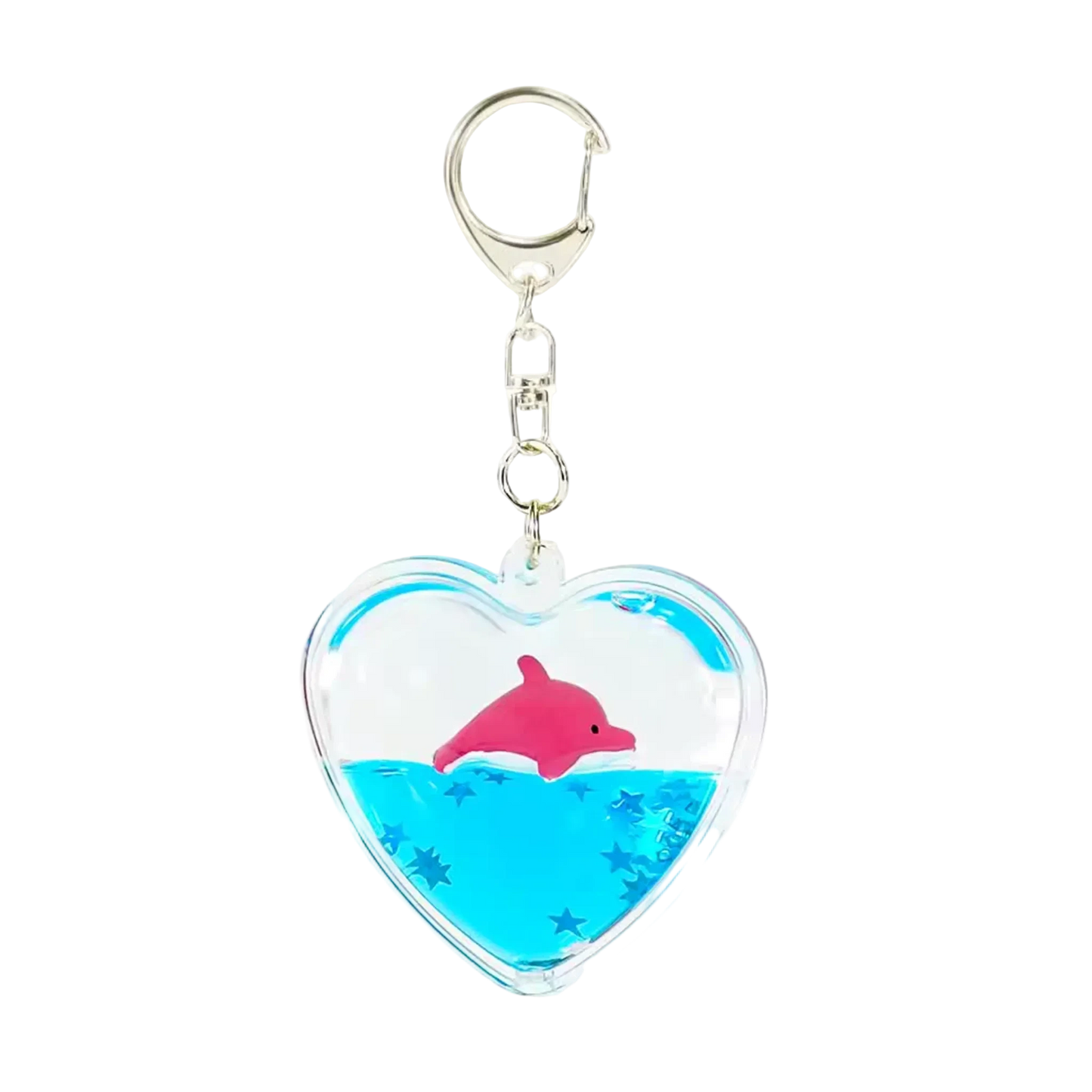 Frutiger Aero Keychain - Heart Shape with Liquid and Floating Dolphin