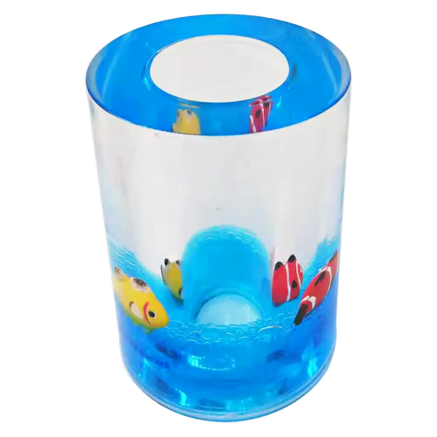 Frutiger Aero Pen Holder with Liquid and Floating Fishes - Helvetica Aqua Aero Office Accessory