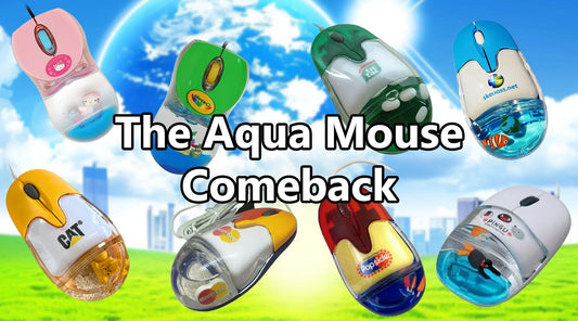 Aqua mouse: revival of the 2000s computer liquid mouse (Hello Kitty, Pingu, Skeuoss....)