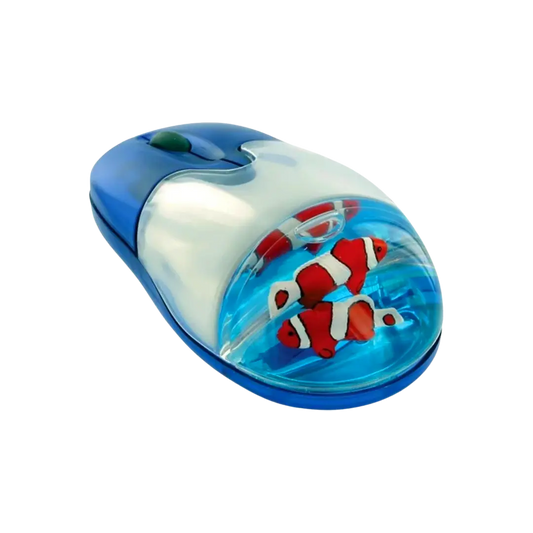 Frutiger Aero Aqua Mouse - Helvetica Aqua Liquid Computer Mouse with Floating Clownfish