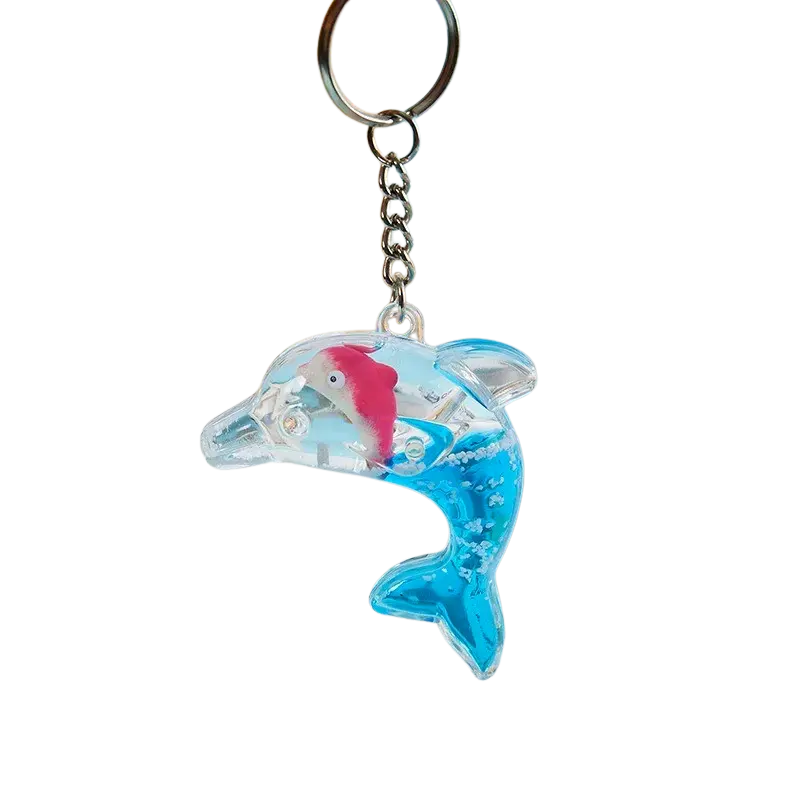 Frutiger Aero Keychain - Dolphin with Floating Fish