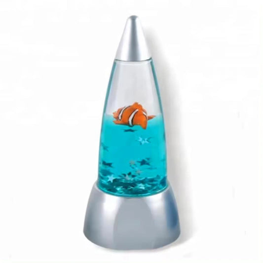 Frutiger Aero Lava Lamp with Liquid and Floating Clownfish