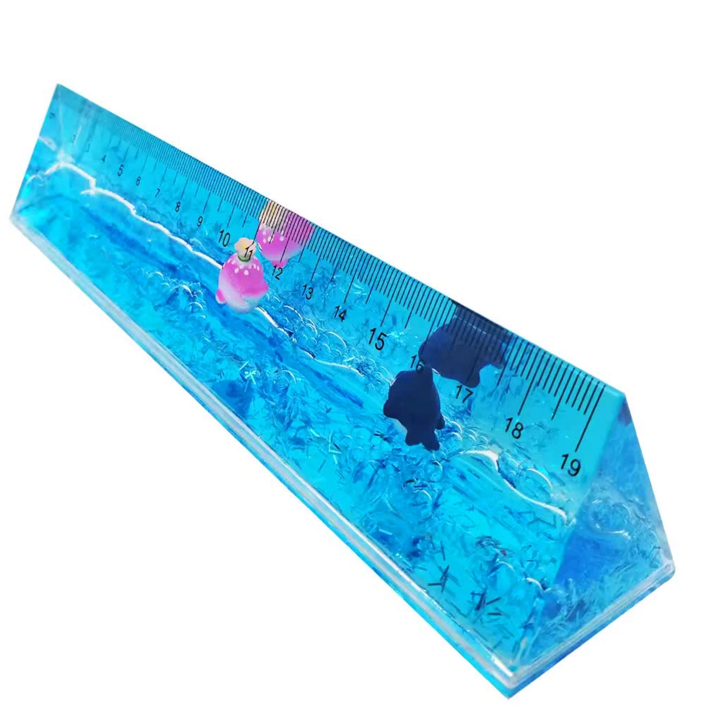 Frutiger Aero Ruler with Liquid and Floating Fishes - Helvetica Aqua Aero Office Decor