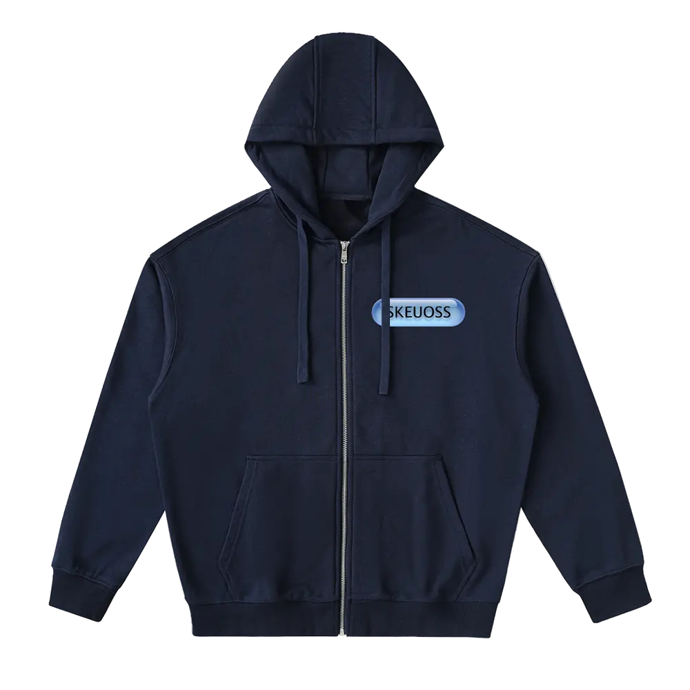 Aqua Skeuoss Zip-Up Hoodie