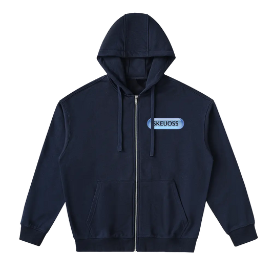 Aqua Skeuoss Zip-Up Hoodie